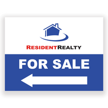 Resident Realty "FOR SALE" Lawn Sign(s) w/ H-Stakes | 24"W x 18"H Coroplast Sign + Stakes | Choose Your Quantity