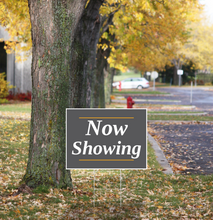 "Now Showing" Pre Designed Yard Signs | 24"W x 18"H, Double Sided, UV Printed | Choose Quantity | Comes with 6"W x 24"H Metal H-Stakes